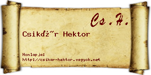 Csikár Hektor névjegykártya